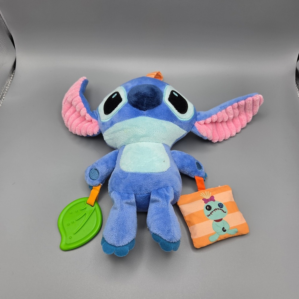 Disney Baby Stitch Activity Plush Toy Crinkle Textured Mirror 26175 Blue Pink